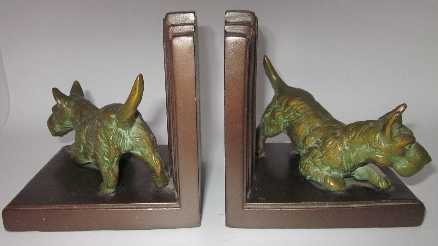 Art Deco Bronze Scottie Dog Bookends Modernism